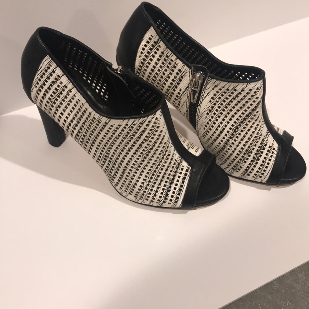 Gently used Calvin Klein open toe zipper booties